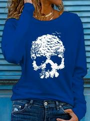 Uzun Kollu Bisiklet Yaka Ayçiçeği Desenli Viskon Bluz