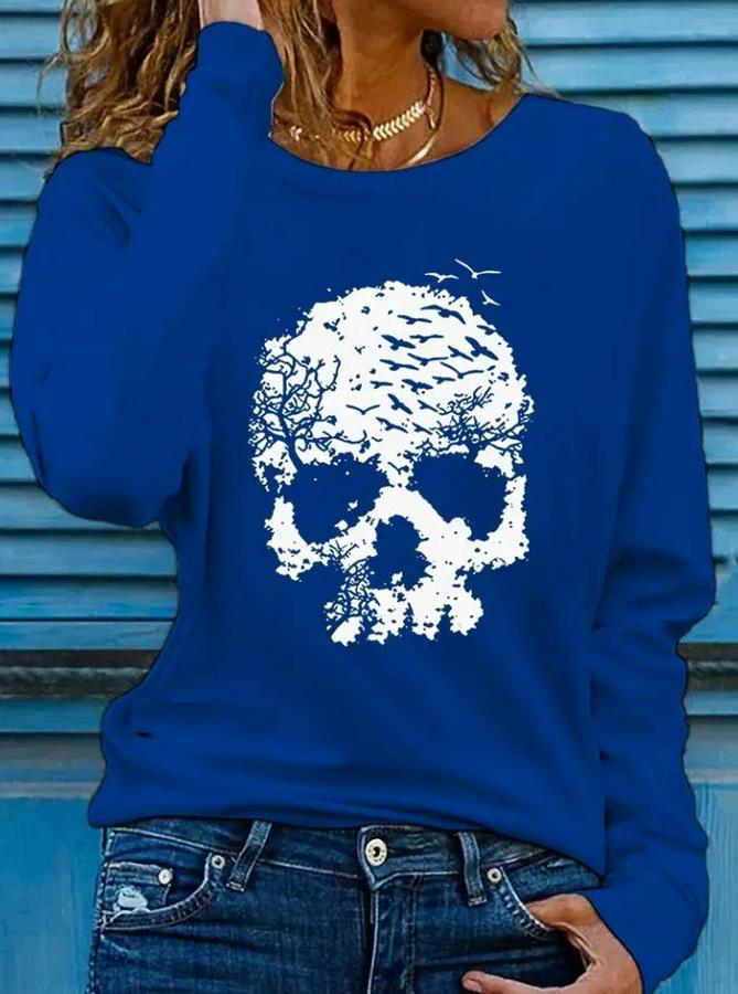 Uzun Kollu Bisiklet Yaka Ayçiçeği Desenli Viskon Bluz