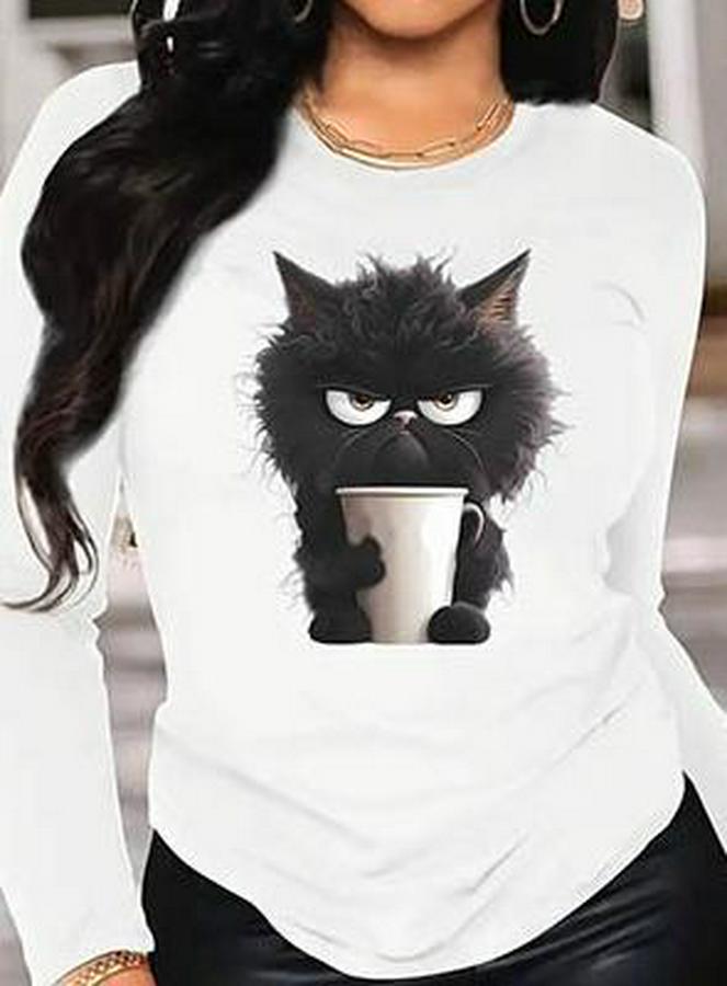 Uzun Kollu Bisiklet Yaka Baskılı Viskon Bluz