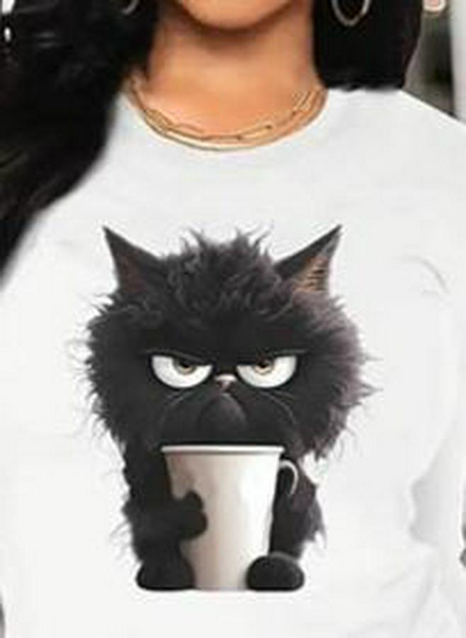 Uzun Kollu Bisiklet Yaka Baskılı Viskon Bluz