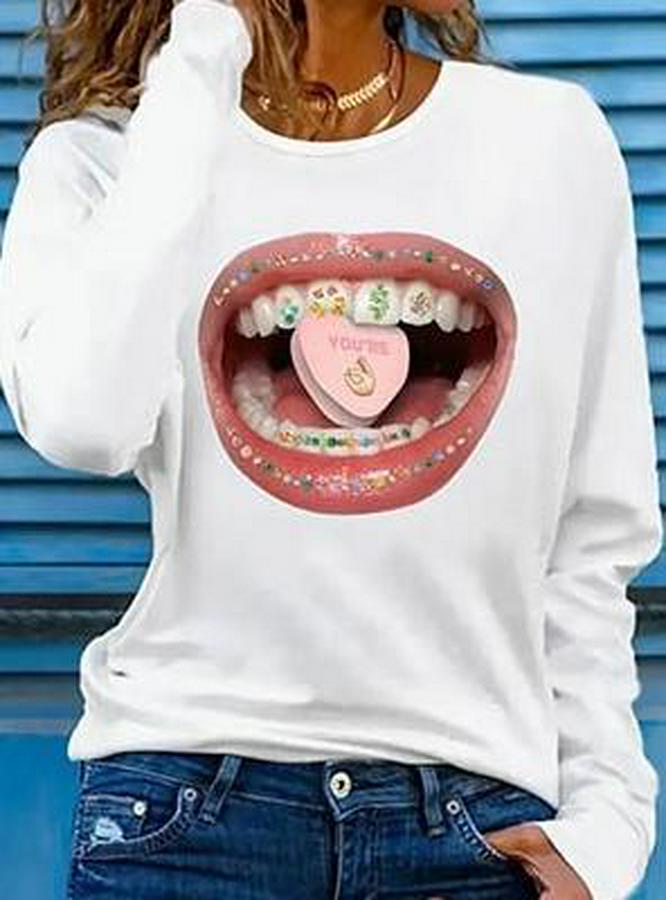 Uzun Kollu Bisiklet Yaka Baskılı Viskon Bluz