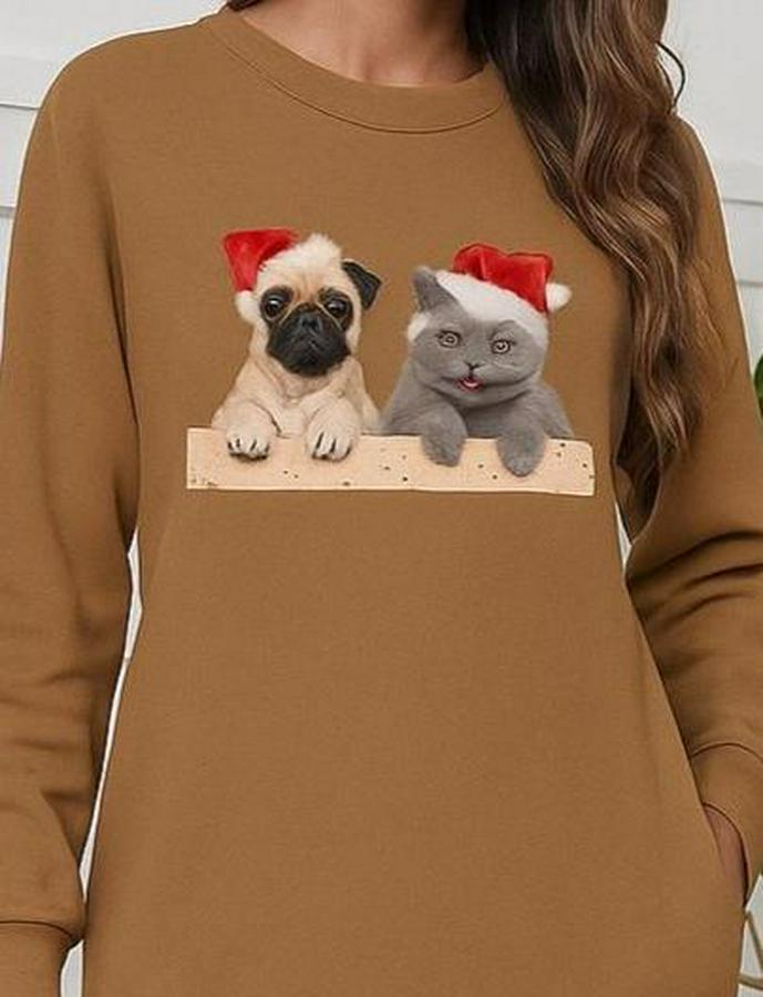 Uzun Kollu Bisiklet Yaka Desenli Viskon Iki Iplik Bluz