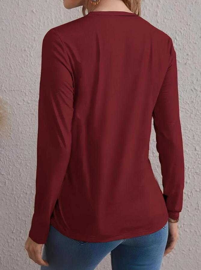 Uzun Kollu Bisiklet Yaka Desenli Viskon Bluz