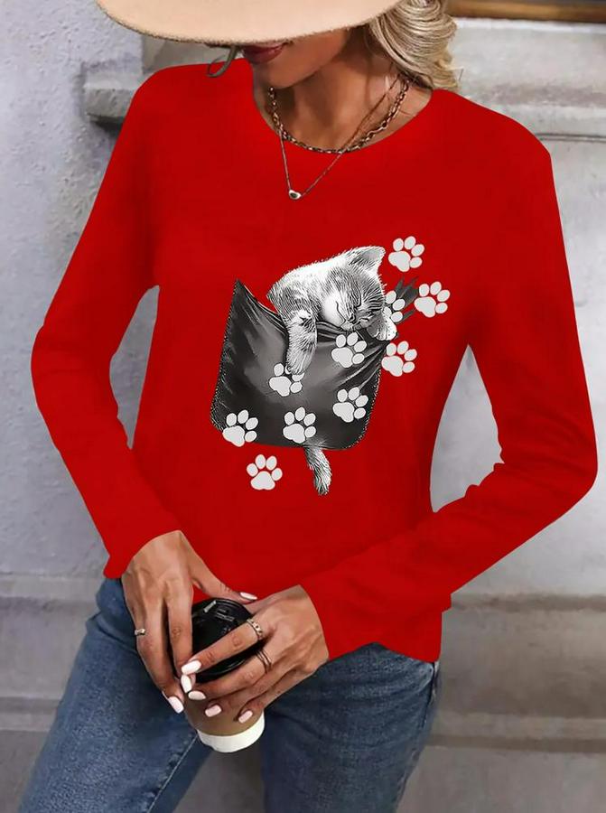 Uzun Kollu Bisiklet Yaka Desenli Viskon Bluz