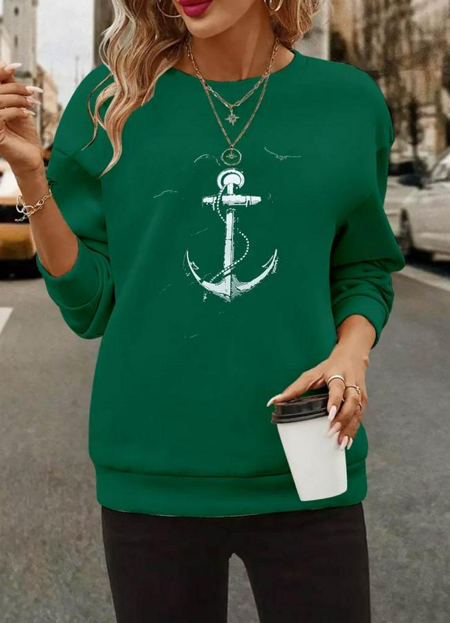 Uzun Kollu Bisiklet Yaka Desenli Viskon Iki Iplik Bluz