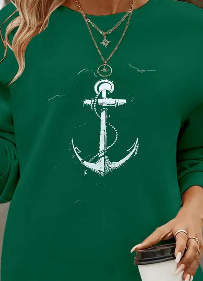 Uzun Kollu Bisiklet Yaka Desenli Viskon Iki Iplik Bluz