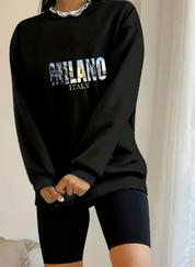 Uzun Kollu Bisiklet Yaka Desenli Viskon Iki Iplik Bluz