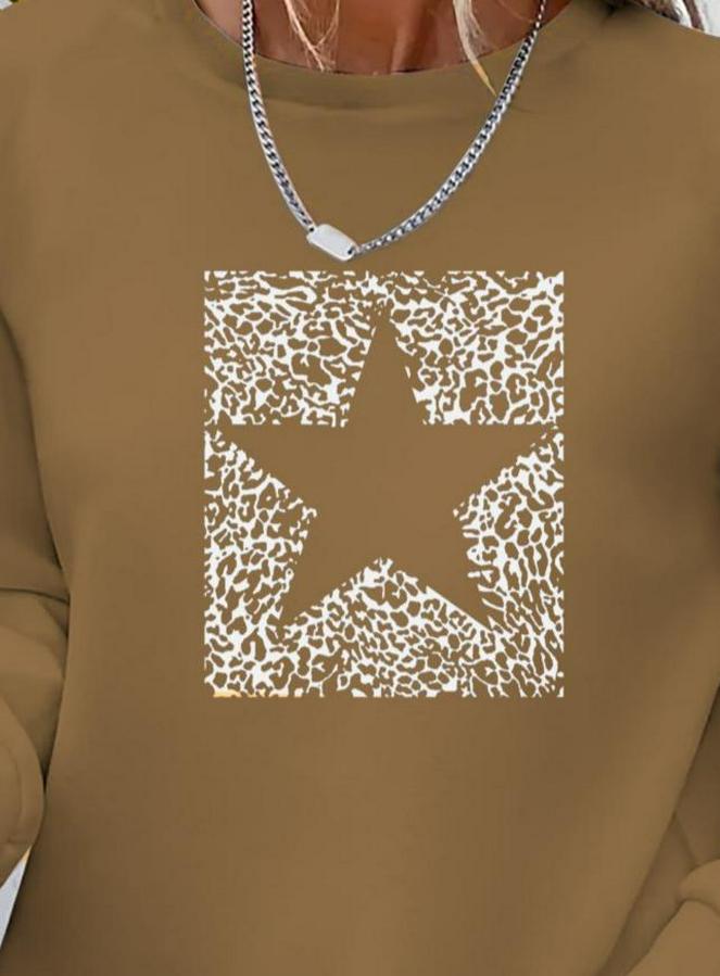 Uzun Kollu Bisiklet Yaka Desenli Viskon Iki Iplik Bluz