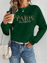 Uzun Kollu Bisiklet Yaka Desenli Viskon Iki Iplik Bluz