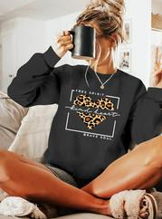 Uzun Kollu Bisiklet Yaka Desenli Viskon Iki Iplik Bluz