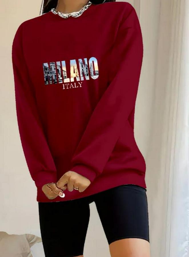 Uzun Kollu Bisiklet Yaka Desenli Viskon Iki Iplik Bluz