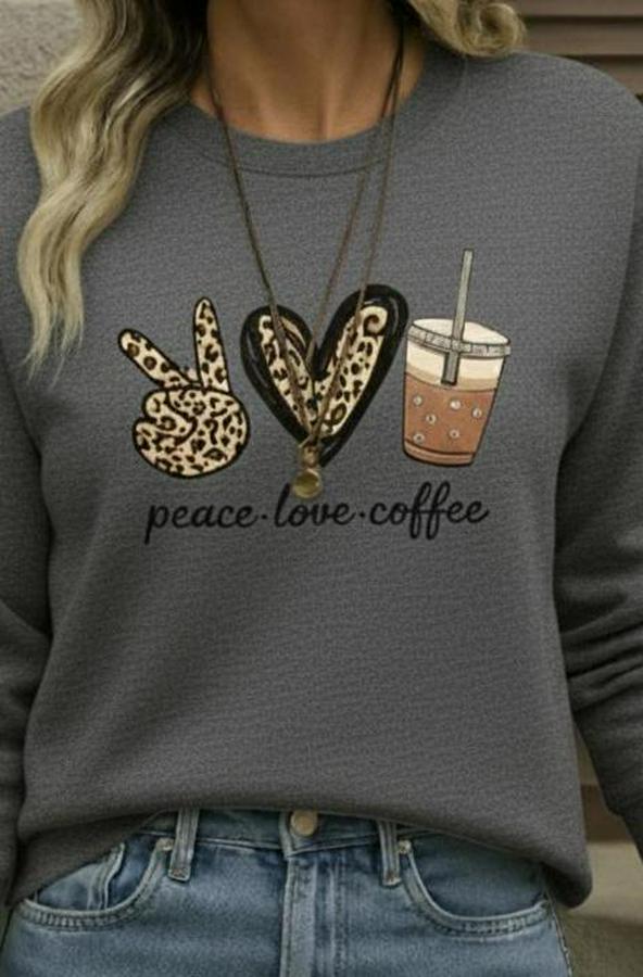 Uzun Kollu Bisiklet Yaka Kalp Desenli Viskon Iki Iplik Bluz