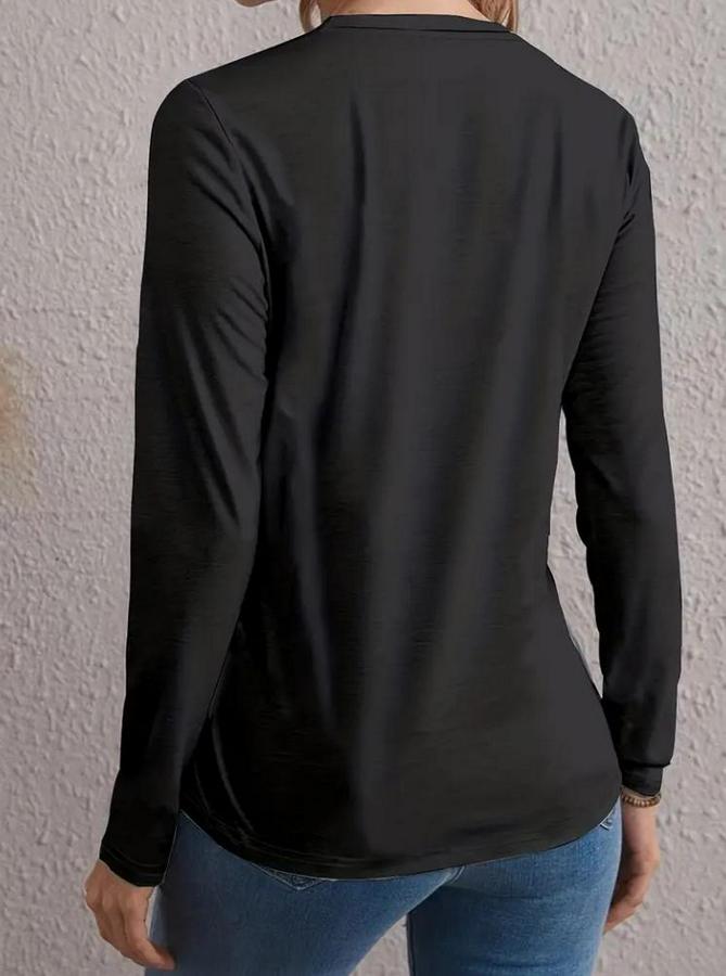 Uzun Kollu Bisiklet Yaka Kalp Desenli Bluz