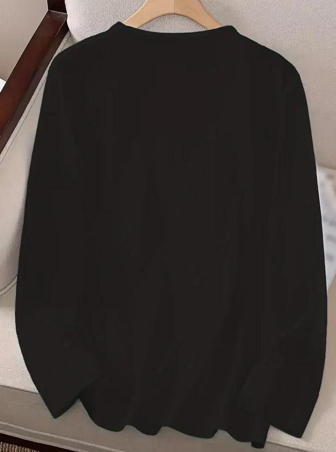 Uzun Kollu Bisiklet Yaka Kalp Desenli Viskon Bluz