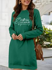 Uzun Kollu Bisiklet Yaka Kısa Viskon Iki Iplik Elbise