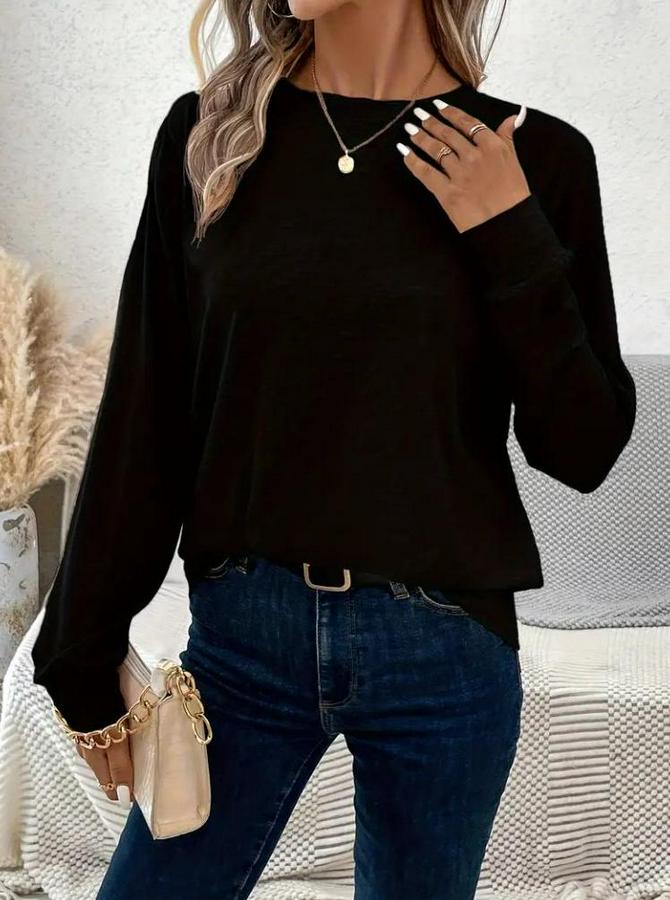 Uzun Kollu Bisiklet Yaka Viskon Bluz