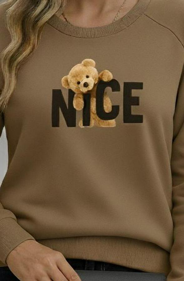 Uzun Kollu Bisiklet Yaka Viskon Iki Iplik Bluz