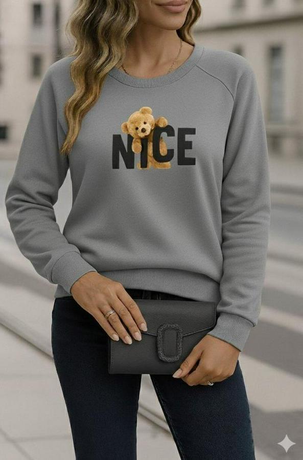 Uzun Kollu Bisiklet Yaka Viskon Iki Iplik Bluz