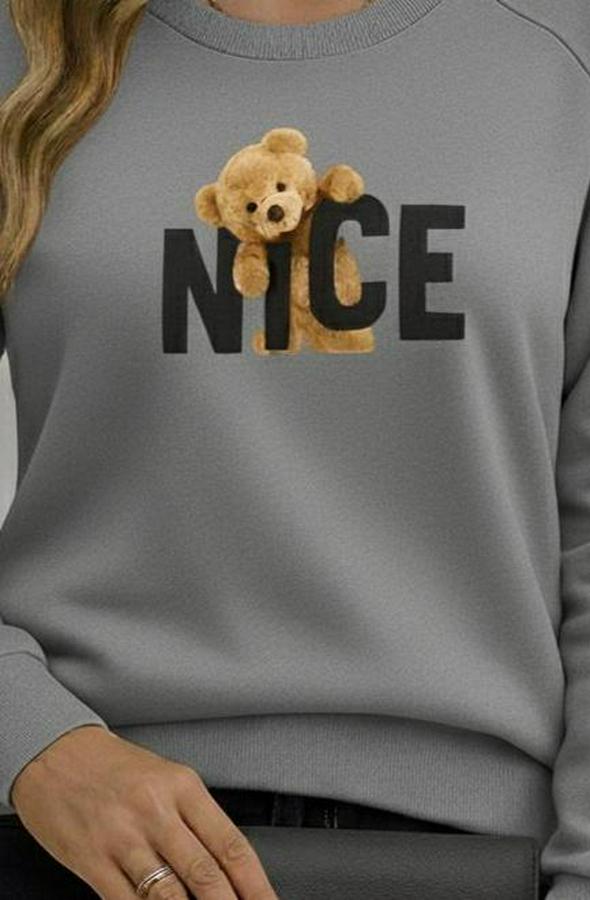 Uzun Kollu Bisiklet Yaka Viskon Iki Iplik Bluz