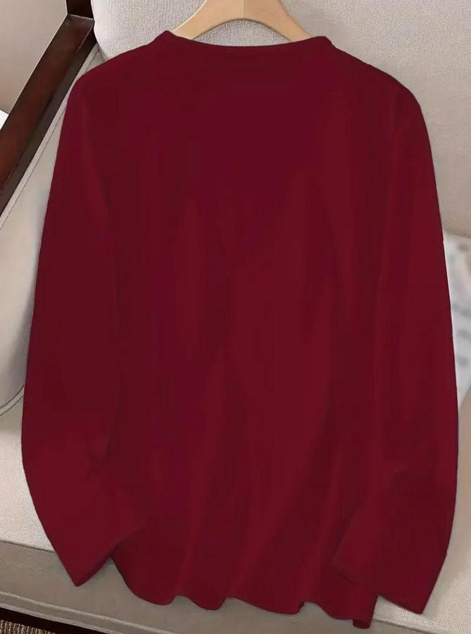 Uzun Kollu Bisiklet Yaka Yazı Baskılı Viskon Bluz