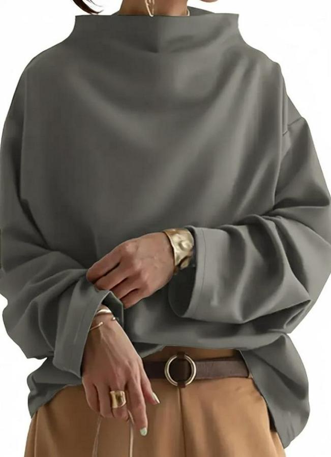 Uzun Kollu Geniş Balıkçı Yaka Modal Bluz