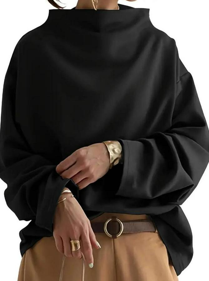 Uzun Kollu Geniş Balıkçı Yaka Modal Bluz