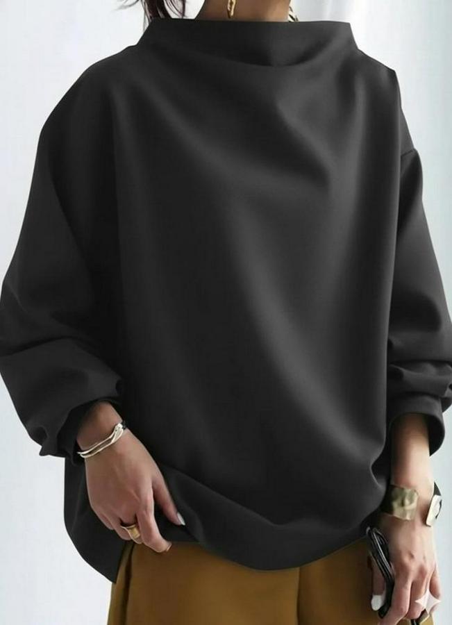 Uzun Kollu Geniş Balıkçı Yaka Modal Bluz