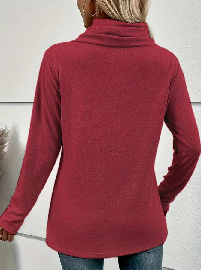 Uzun Kollu Kapişon Yaka Düğmeli Yumoş Bluz