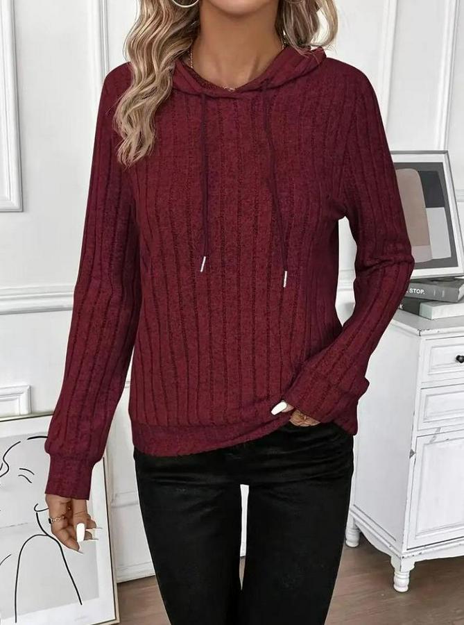 Uzun Kollu Kapşonlu Bağcıklı Şardonlu Kaşkorse Bluz