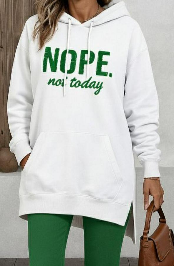 Uzun Kollu Kapşonlu Bağcıklı Viskon Iki Iplik Sweat