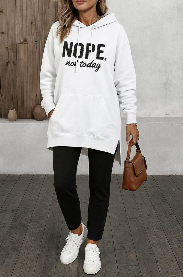 Uzun Kollu Kapşonlu Bağcıklı Viskon Iki Iplik Sweat