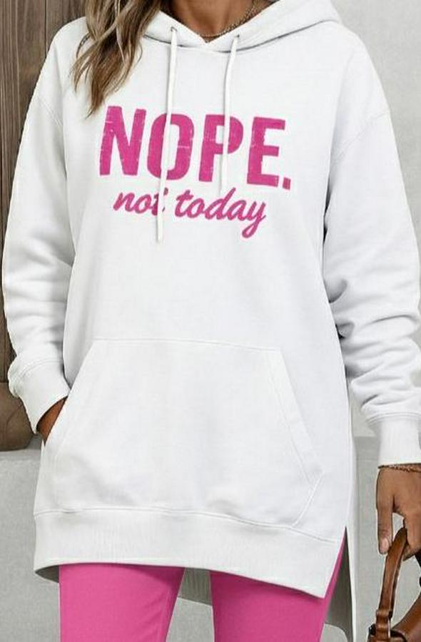 Uzun Kollu Kapşonlu Bağcıklı Viskon Iki Iplik Sweat