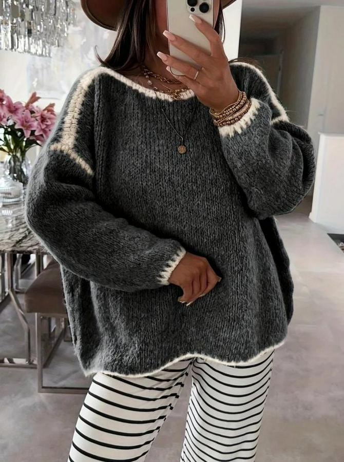 Uzun Kollu Kayık Yaka Triko Bluz