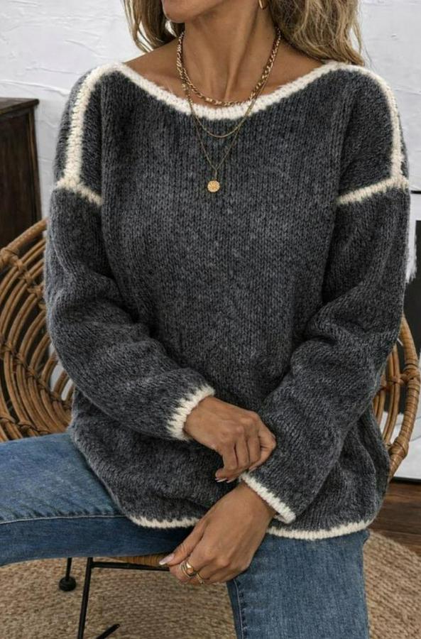 Uzun Kollu Kayık Yaka Triko Bluz