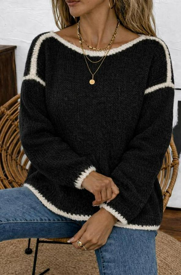 Uzun Kollu Kayık Yaka Triko Bluz