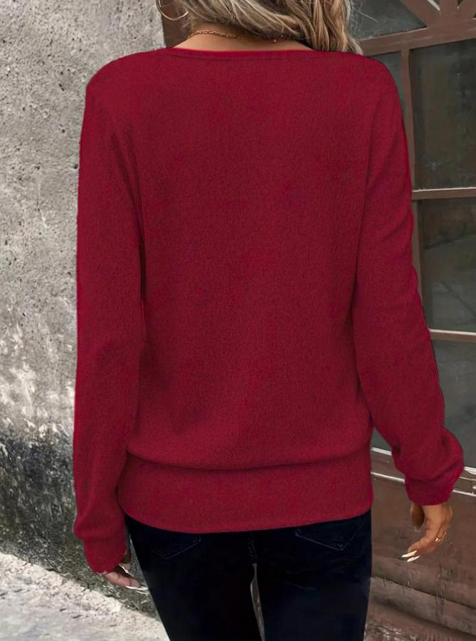 Uzun Kollu Kruvaze Yaka Kol Ve Etek Ucu Manşet Detay Yumoş Bluz