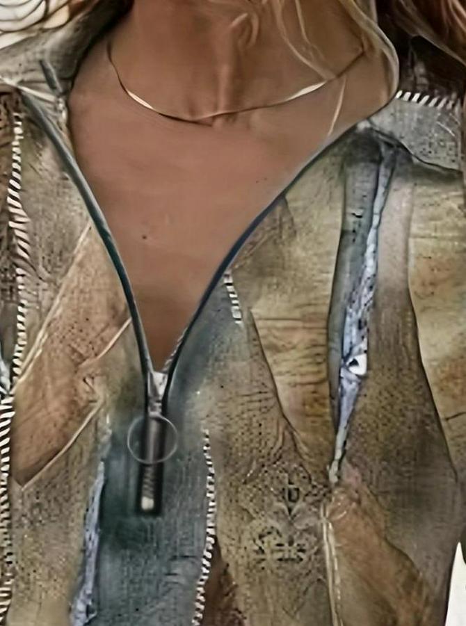 Uzun Kollu Önden Fermuarlı Iki Iplik Bluz