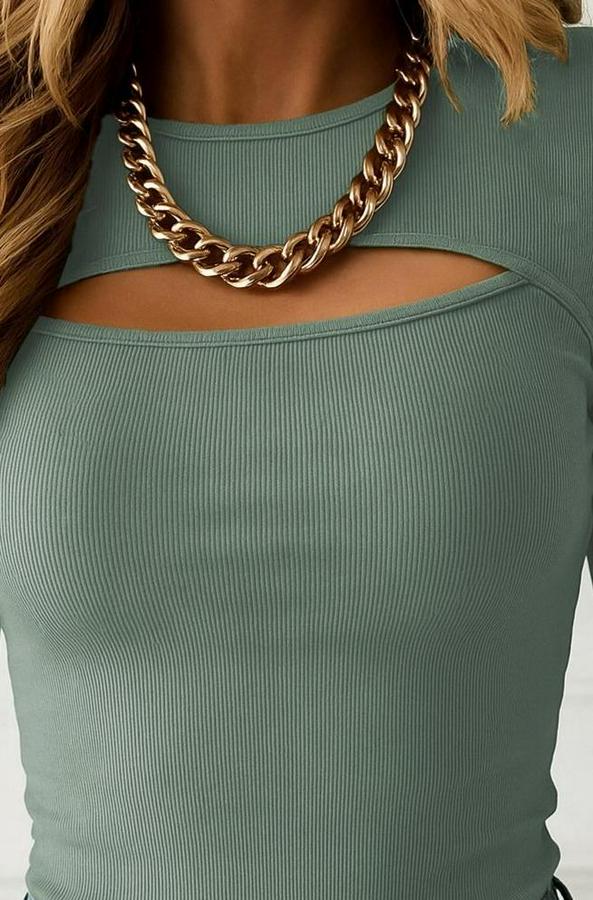 Uzun Kollu Pencere Detaylı Kaşkorse Bluz