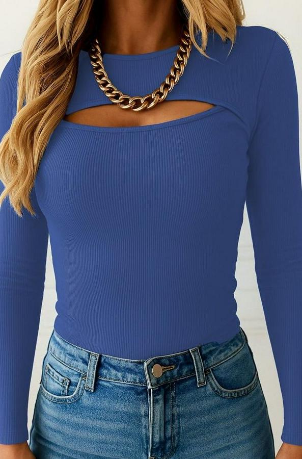 Uzun Kollu Pencere Detaylı Kaşkorse Bluz