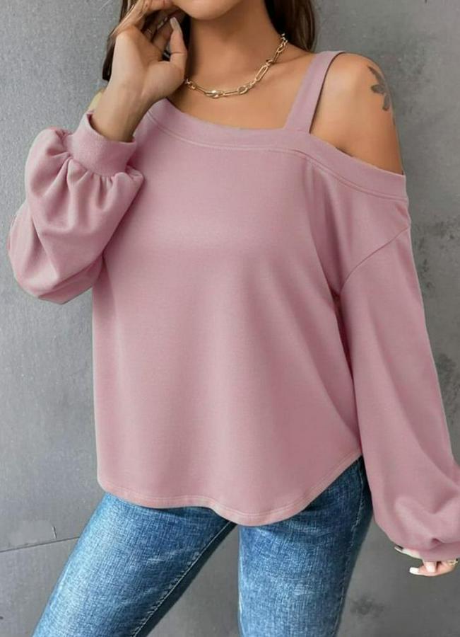 Uzun Kollu Tek Omuz Askı Detay Salaş Dalgıç Bluz