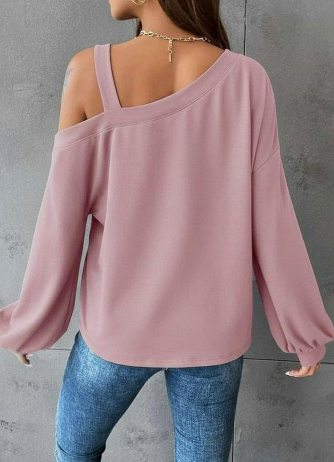 Uzun Kollu Tek Omuz Askı Detay Salaş Dalgıç Bluz