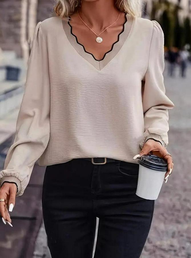 Uzun Kollu V Yakalı Aerobin Bluz