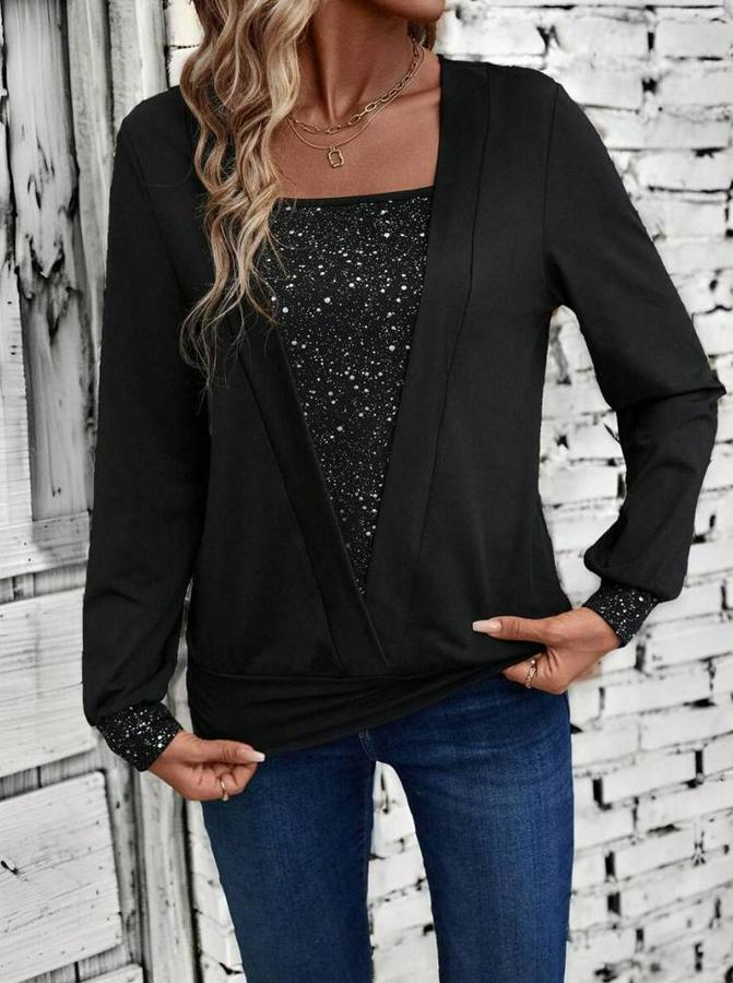 Uzun Kollu V Yakalı Içi Süprem Desenli Dışı Viskon Bluz