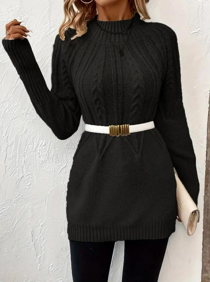 Uzun Kollu Yarı Balıkçı Yaka Triko Bluz