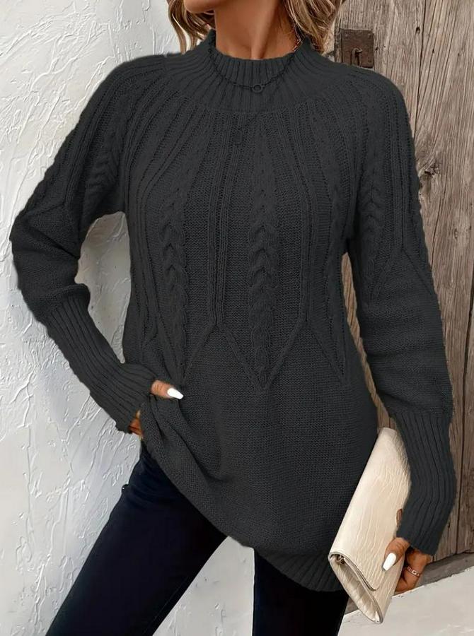 Uzun Kollu Yarı Balıkçı Yaka Triko Bluz