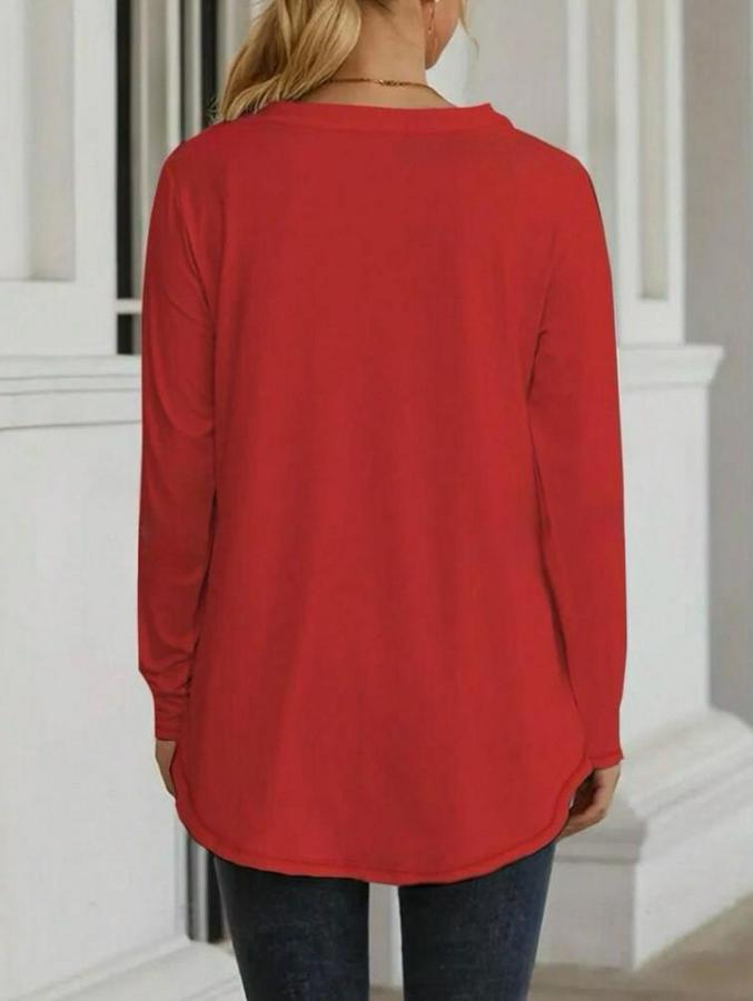 Uzun Kollu Yuvarlak Yaka Salaş Iki Iplik Bluz