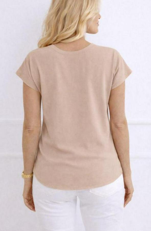 V Yaka Kısa Kol Dokuma Viskon Kumaş Bluz