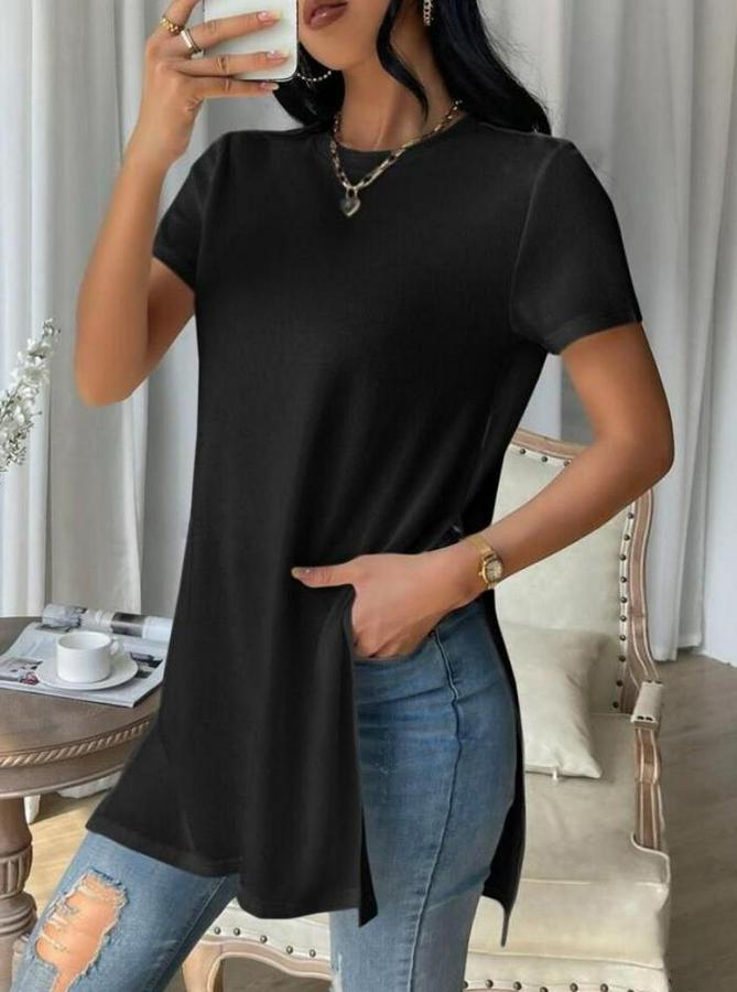 Yandan Yırtmaçlı Sandy Kumaş Bluz