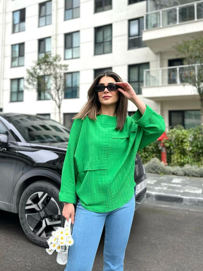 Yarasa Kol Aerobin Kumaş Bluz