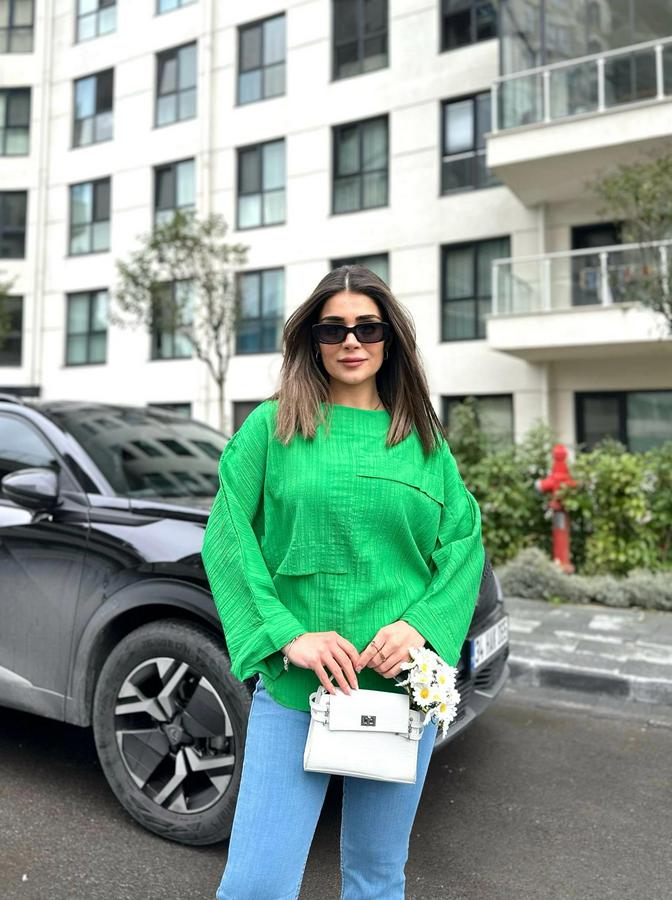 Yarasa Kol Aerobin Kumaş Bluz